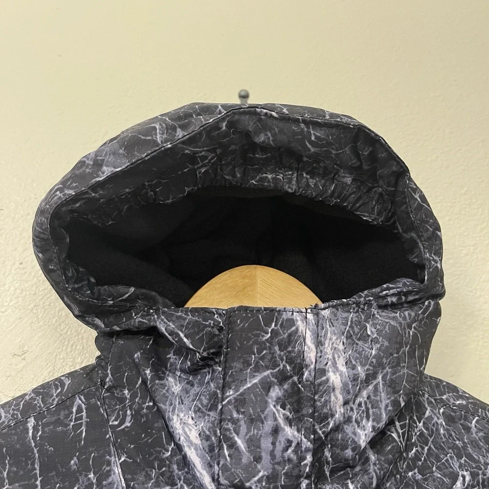 Children's Place Hooded Fall Winter Jacket Colorblock Black Gray Pattern S /5-6